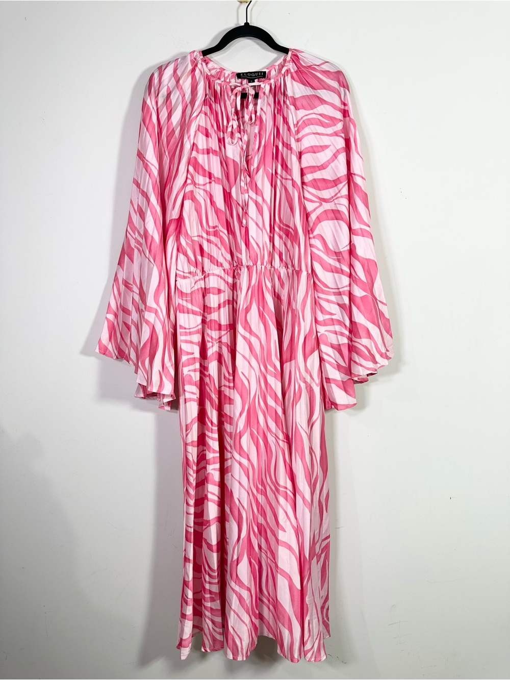 Eloquii Pink Tonal Striped Long Sleeve Maxi Kaftan Dress